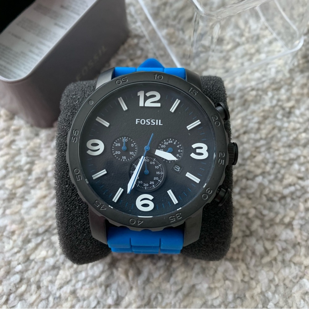 Fossil Men's Nate Black and Blue Watch JR1426